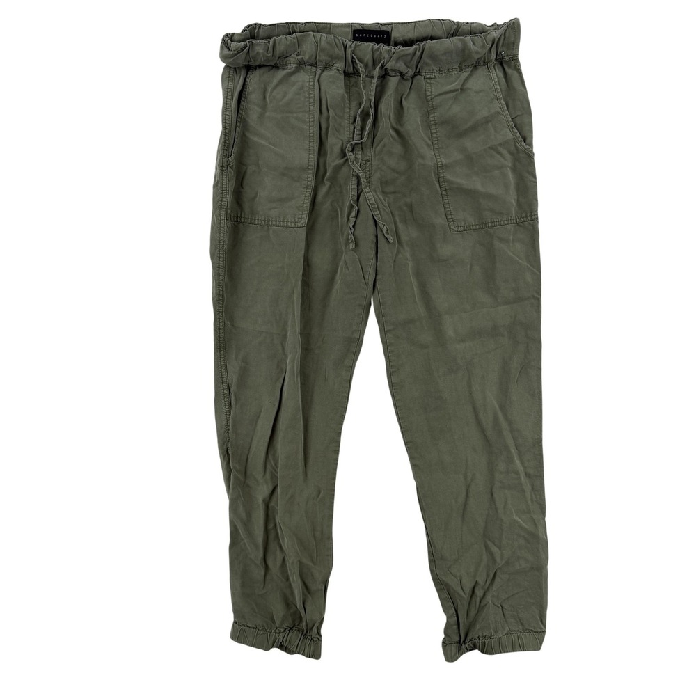 Sanctuary Jogger Pants Womens Petite Large Green Elastic Waist Cuffed Casual